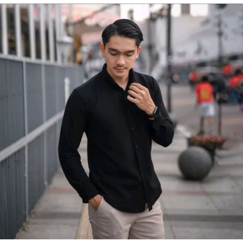 Kemeja Hitam Pria Kemeja Polos Panjang Hitam Pria Kemeja Polos Formal Cowok Kemeja Maroon Lengan Pan