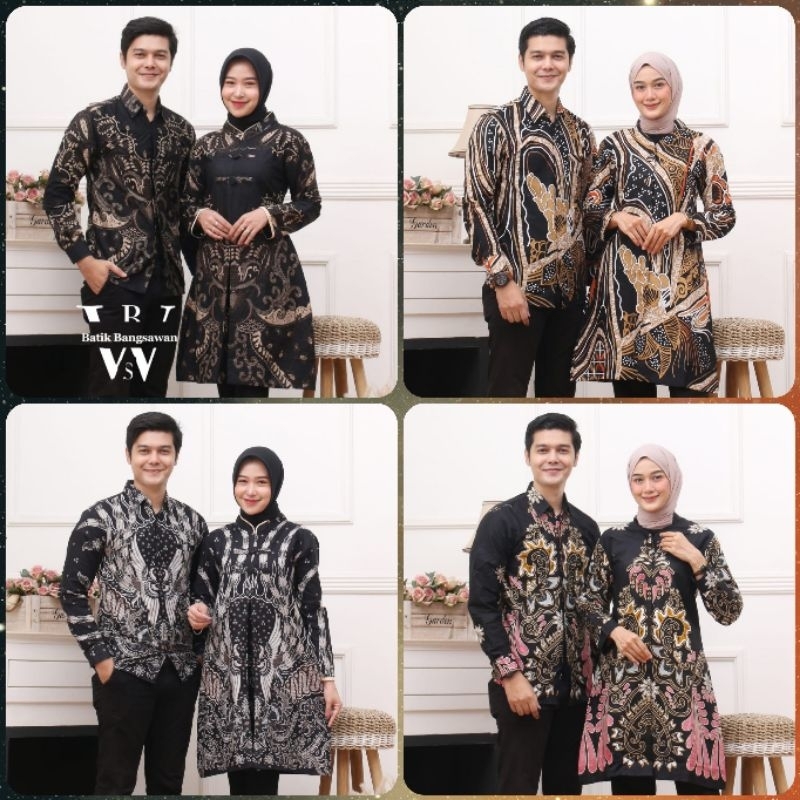 Batik Tunik Couple Modern Set Pakaian Couple Kemeja Batik Pria Premium Baju Batik Couple