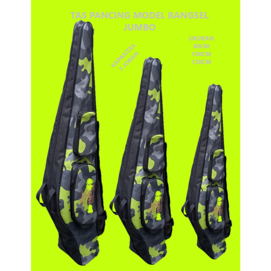 Promo tas pancing double kantong jumbo 4joran motif armi 80cm 100cm 120cm bonus rodblet gratis Tas p