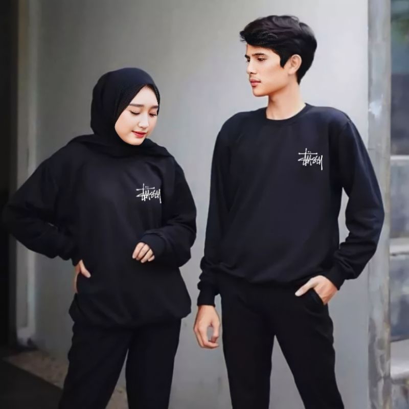 BAJU KAOS COUPLE PASANGAN LENGAN PANJANG / BAJU KAOS COUPLE PASANGAN / BAJU  COUPLE PASANGAN / BAJU KAOS COUPLE PASANGAN/ COWOK/CEWEK-Hitam cowok ♂️