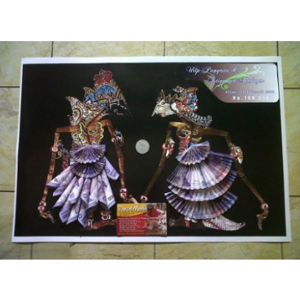 Pigura Mahar Uang Wayang Putih 30x40 cm Timbul 4cm 3d Custom Unik dan Murah