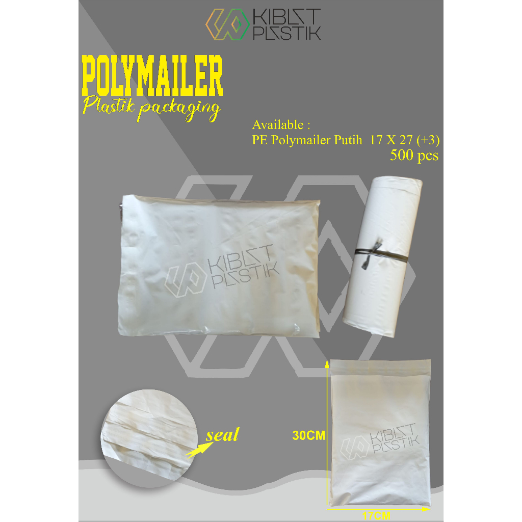 Plastik Packing Polymailer PE Lem Seal Ukuran 17 X 27 (+3) 60MICRON
