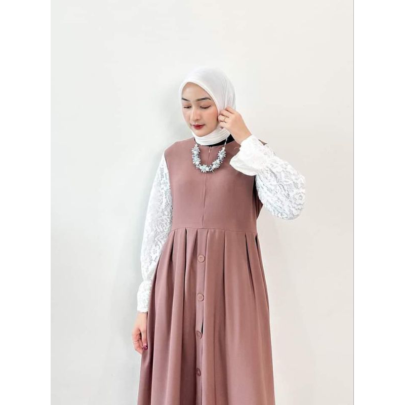 OLSHA MAXI long Dress muslim pesta kondangan polos hijabers baju gamis A line cantik ootd hijab fash
