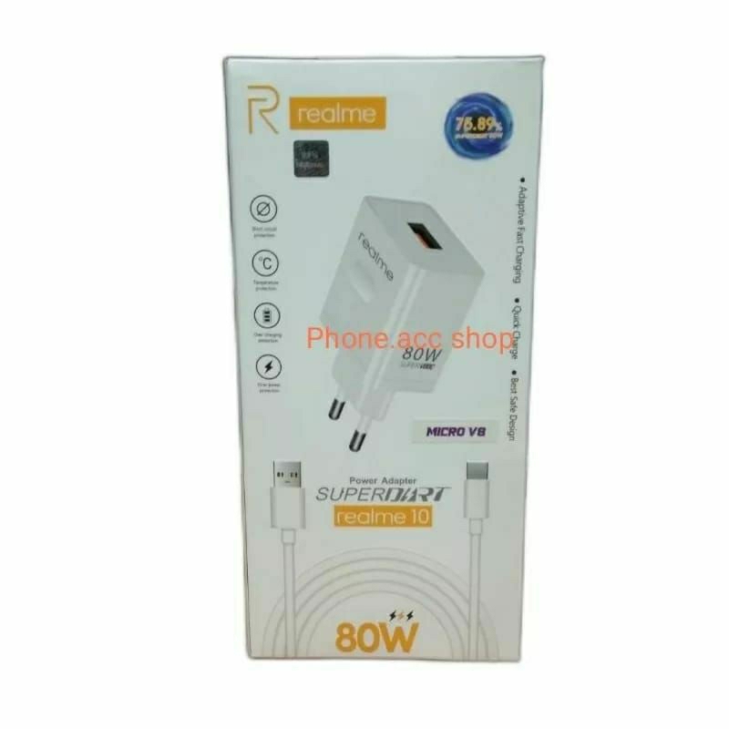 Charger Realme 10 80W Super Dart Fast charging original Support type C Micro