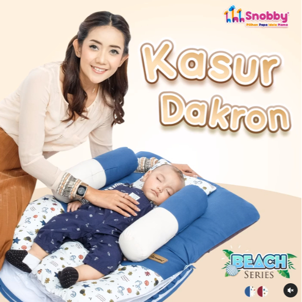 Kasur Bayi / Tempat Tidur Bayi Dakron Print + Kelambu Snobby Beach Series