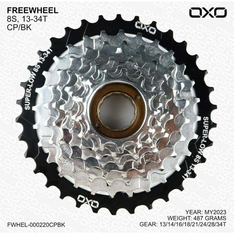 Sprocket Gear Freewheel Oxo 8 speed 34T 13-34T Drat Ulir