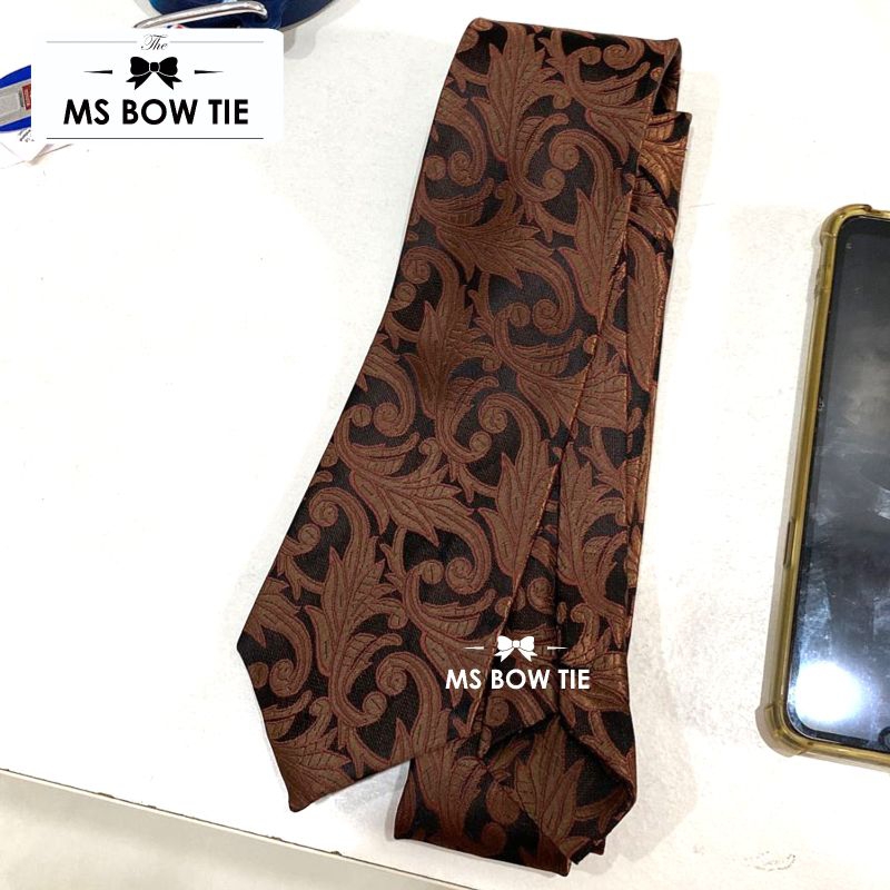 dasi batik coklat tua dark chocolate cokelat dasi panjang pria motif