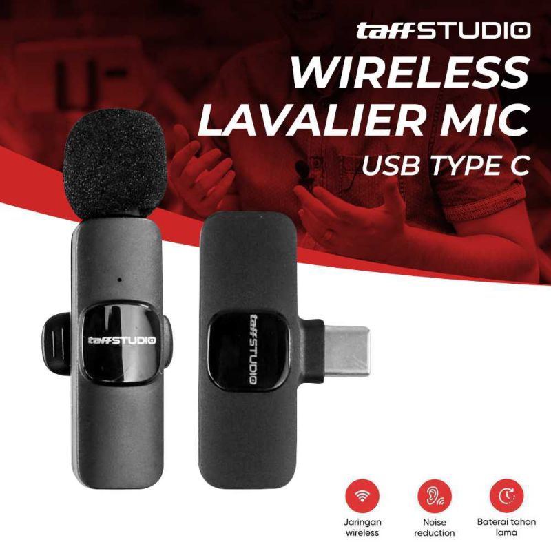 Mic Wireless Clip On Lavalier Lapel Portable Microphone USB Type C Youtuber Vlogger Live Streaming