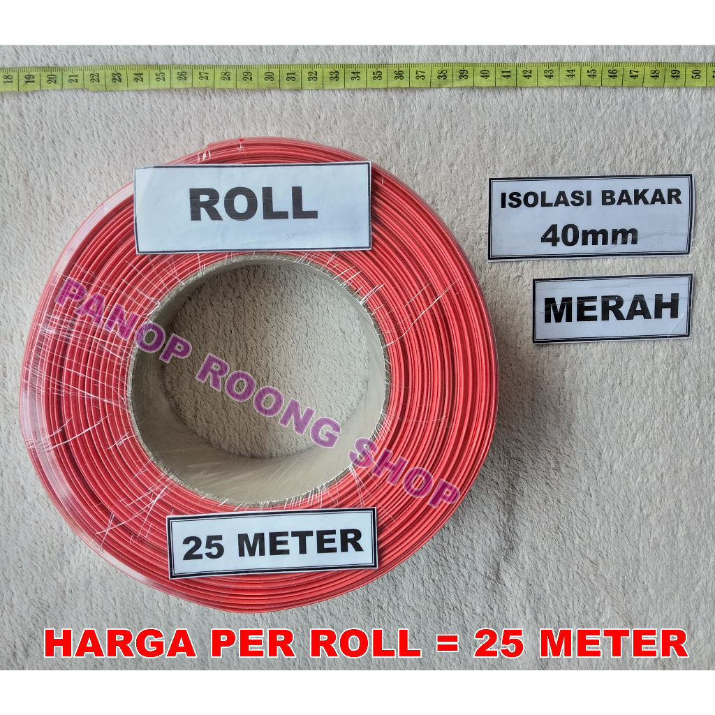 ISOLASI BAKAR (HEATSHRINK) 40MM MERAH 1 ROLL