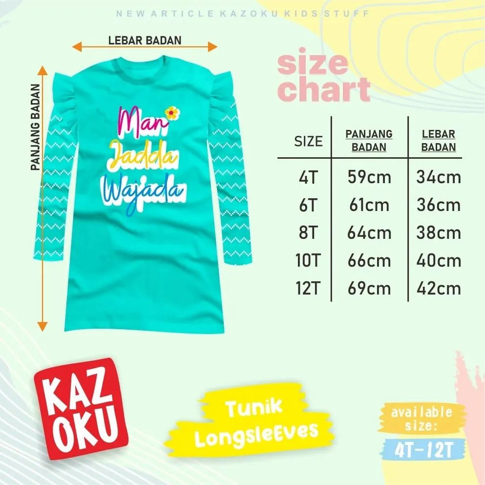 Kazoku Kaos Tunik Panjang Girl Kaos Anak Usia 4 Sd 12 Tahun -KBS