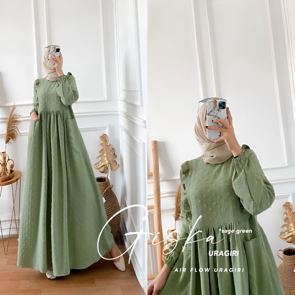 gamis crinkle Gisca dress uragiri terbaru 2023 baju wanita dewasa model sekarang