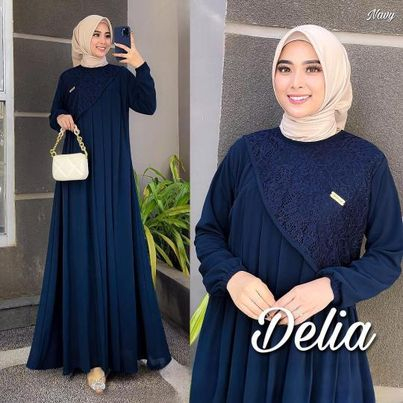 Delya Dress Kondangan Wanita Muslimah Gamis Brukat Pesta