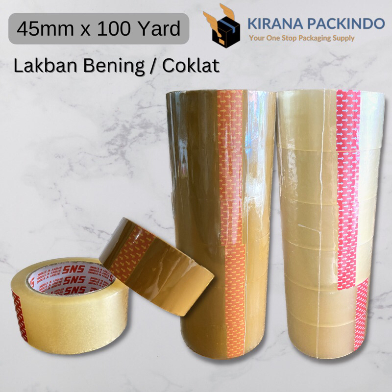 

Lakban / Selotip / Selasiban Bening & Coklat 45mm x 100 Yard