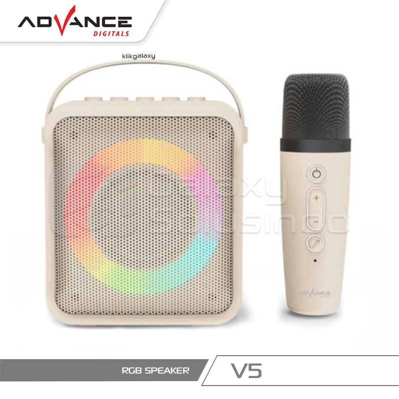 ADVANCE V5 RGB Mini Speaker With Wireless Michrophone - Beige