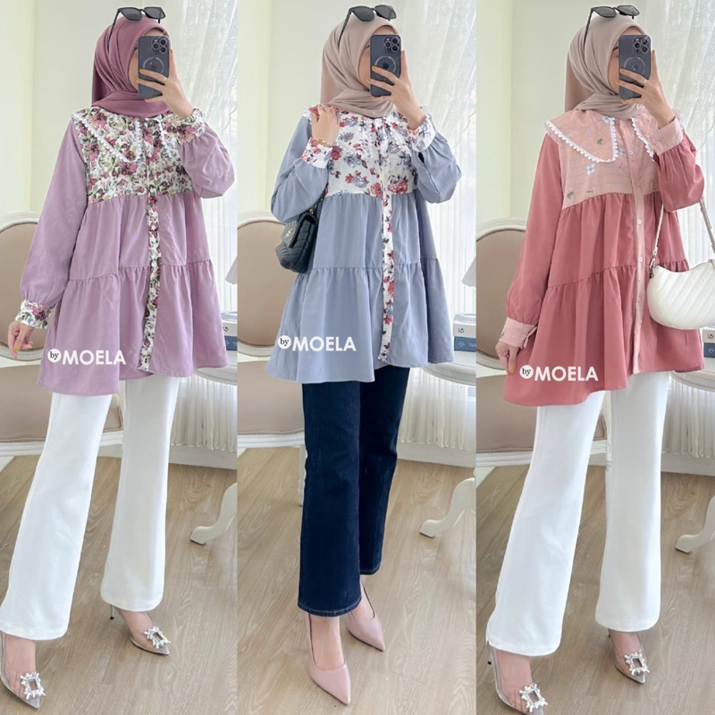 MOCA Tafy Rime Gavi Rime Liva Moela MLA Tunik Ld105/90 Tunic Tunik Toyobo Premium Cantik Murah Grosi