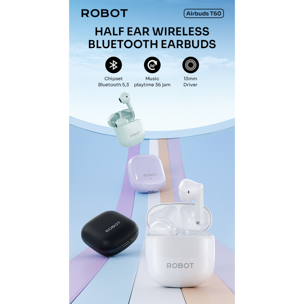 Robot Tws Airbuds T60 Headset Wireless Bluetooth 5.3