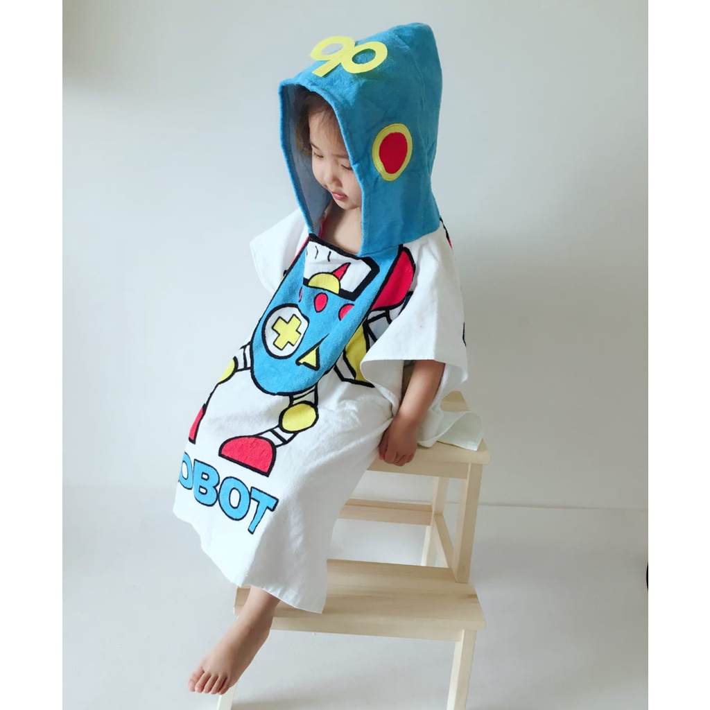 IL - Handuk Baju Anak Motif Handuk Ponco Karakter Bertopi / Handuk Mandi Anak / Hoodie Towel