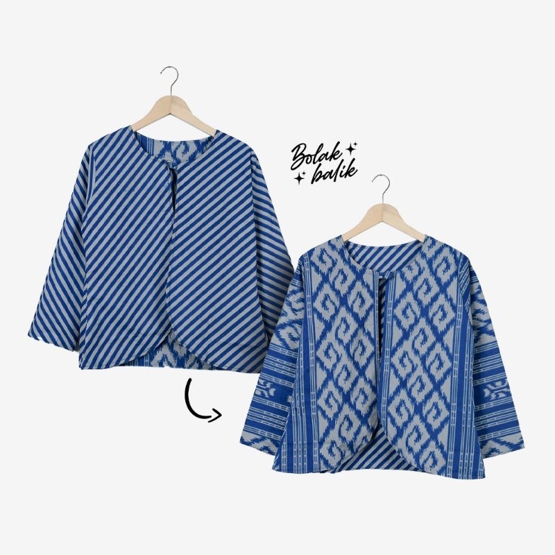 Bolero Batik Kerah Motif Etnik Bolak Balik - Naira Batik