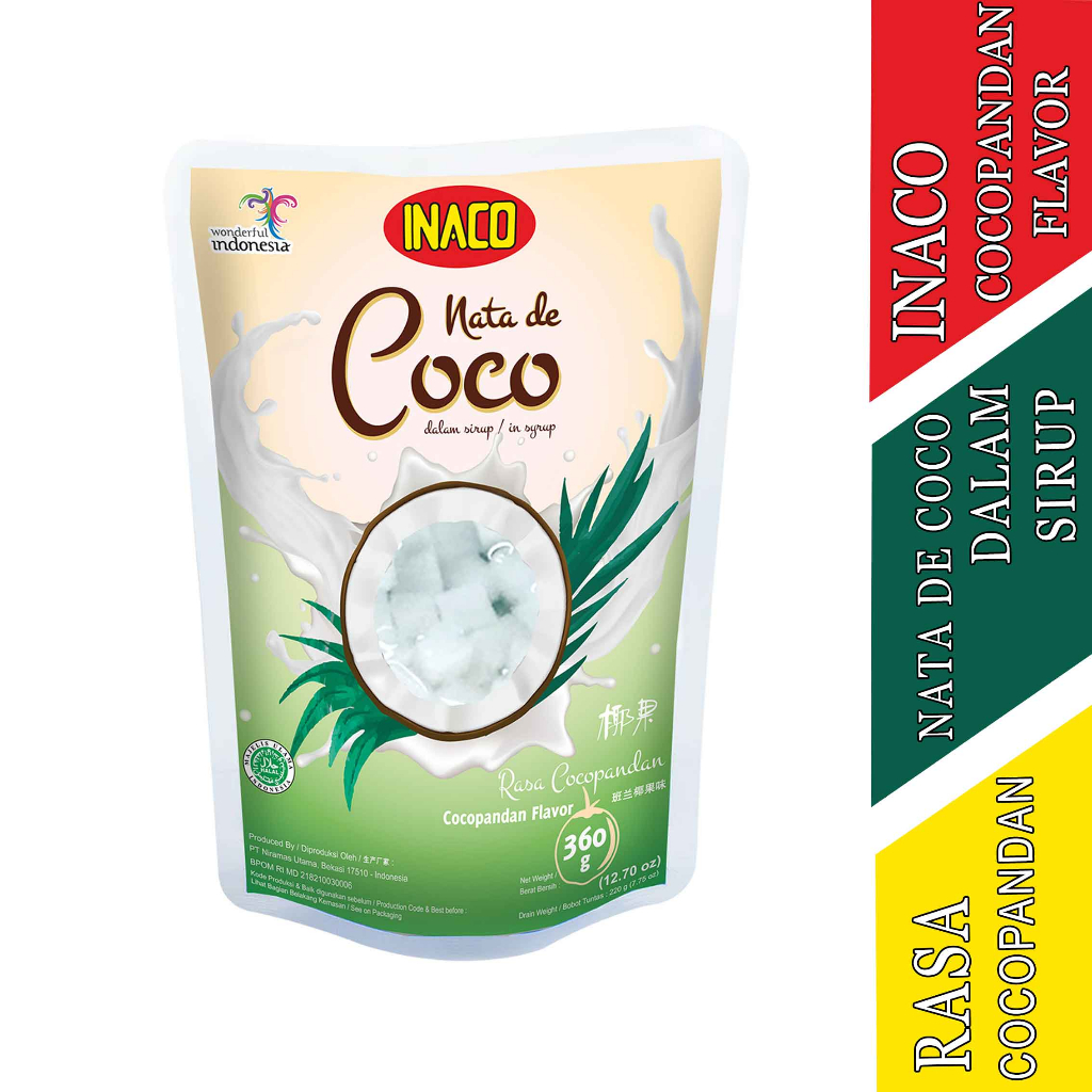 

Minuman Rasa Cocopandan Flavor - Inaco Nata De Coco - Minuman Coconut Gel - 360gr