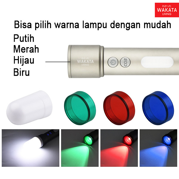 Senter Led Super Terang Mini Rechargeable Silver 20w