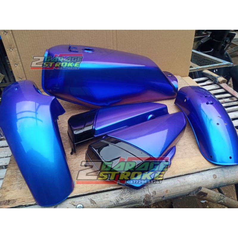 Tangki Set Yamaha Rx King Bunglon Biru Ungu Non Striping