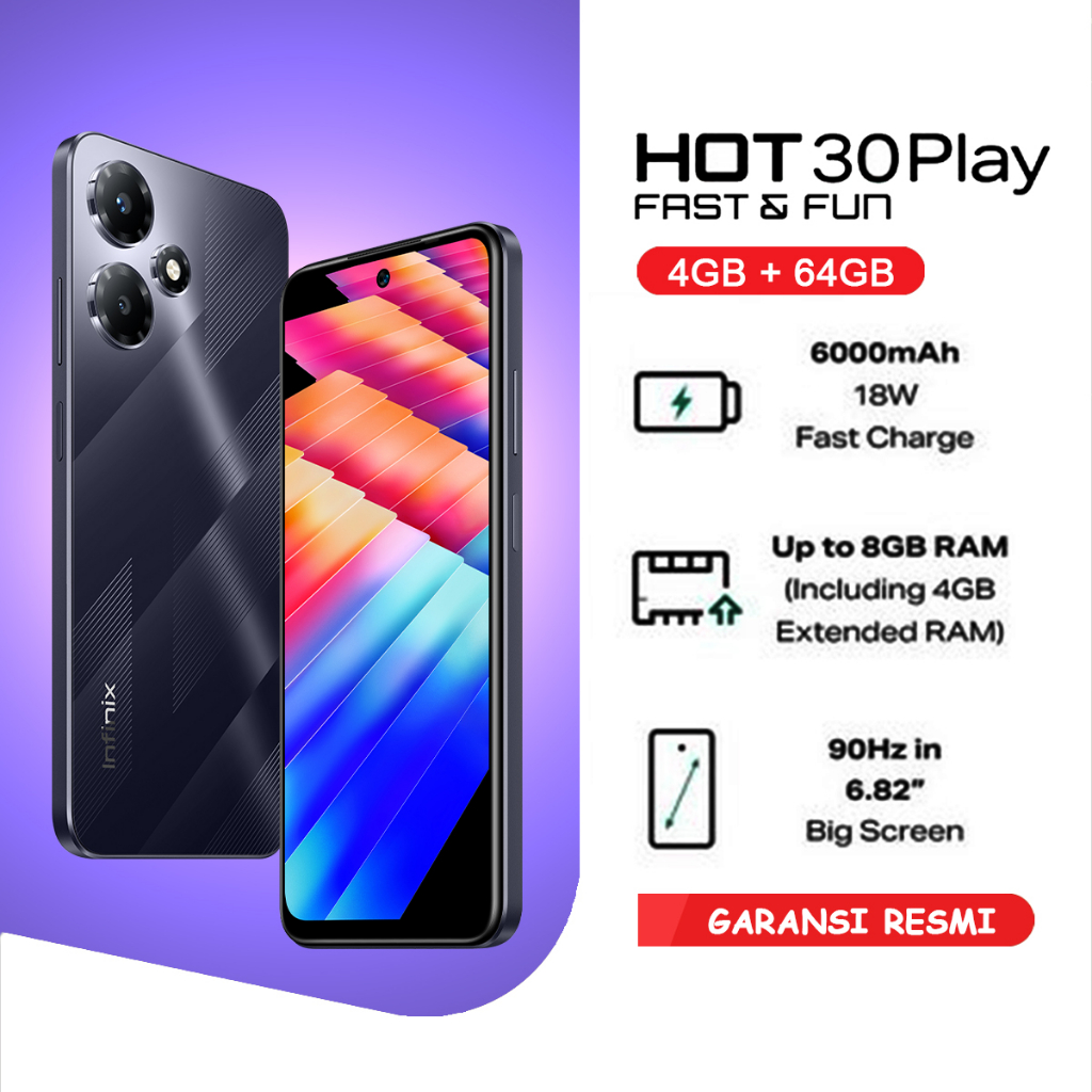 INFINIX HOT 30 PLAY 4/64 RAM 4GB ROM 128GB GARANSI RESMI