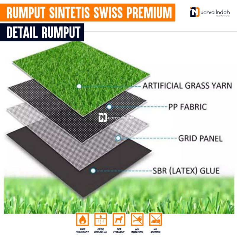 RUMPUT SINTETIS SWISS PREMIUM UKURAN 50x450 CM