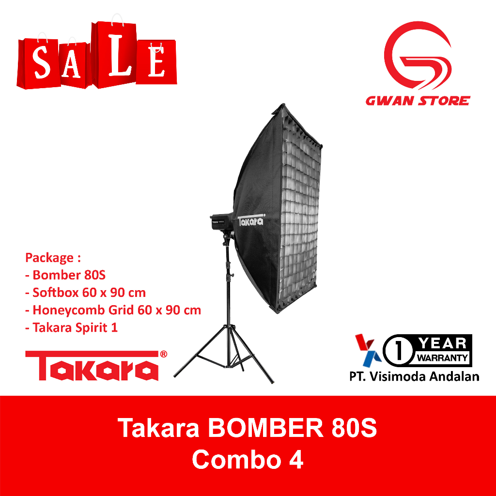 Takara BOMBER 80S Professional LED Lighting Studio Photo / Foto Video Light 80W - COMBO 4