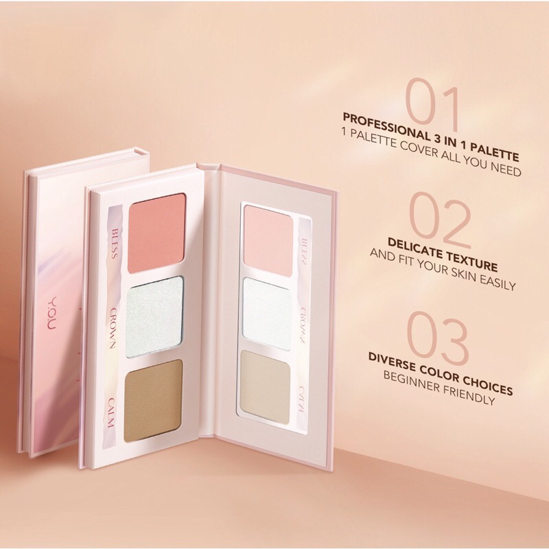 [BISA COD] YOU Sparkling Face Palette - Face Palette - Blush On Contour Palette - Contour Palette - Blush On YOU