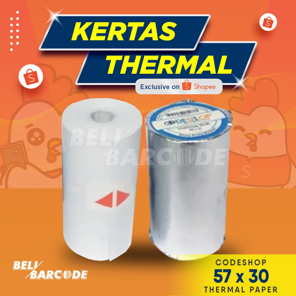 Kertas Thermal 57 x 30 Codeshop Termal 1 Roll Printer Bluetooth 58mm