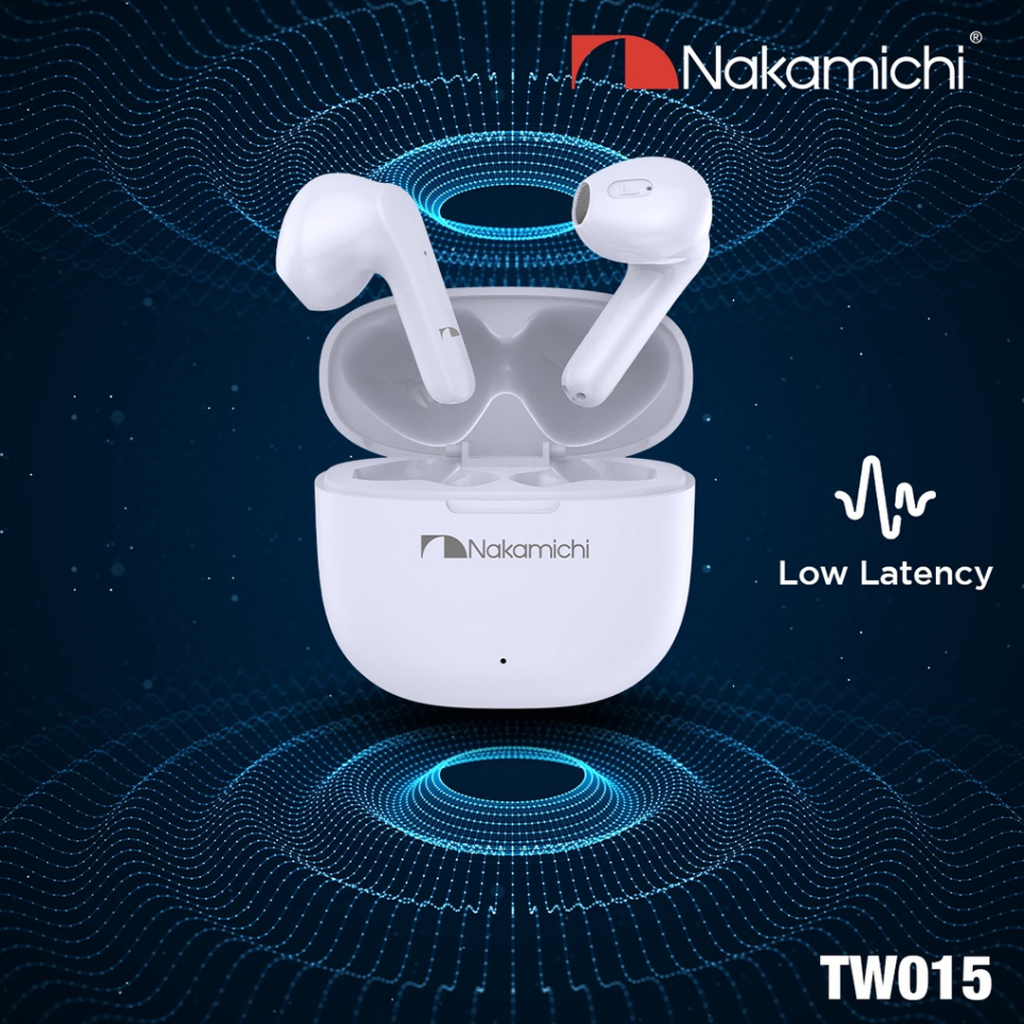 TWS Nakamichi TW015 True Wireless Bluetooth Earphone BT5.3 With HD Mic Suport Call Earbuds Gaming Low Latency Type C For Android IOS Tab Laptop PC