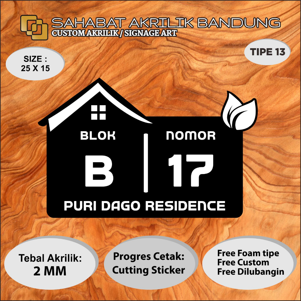 

AKRILIK CUSTOM NOMER RUMAH TIPE 13