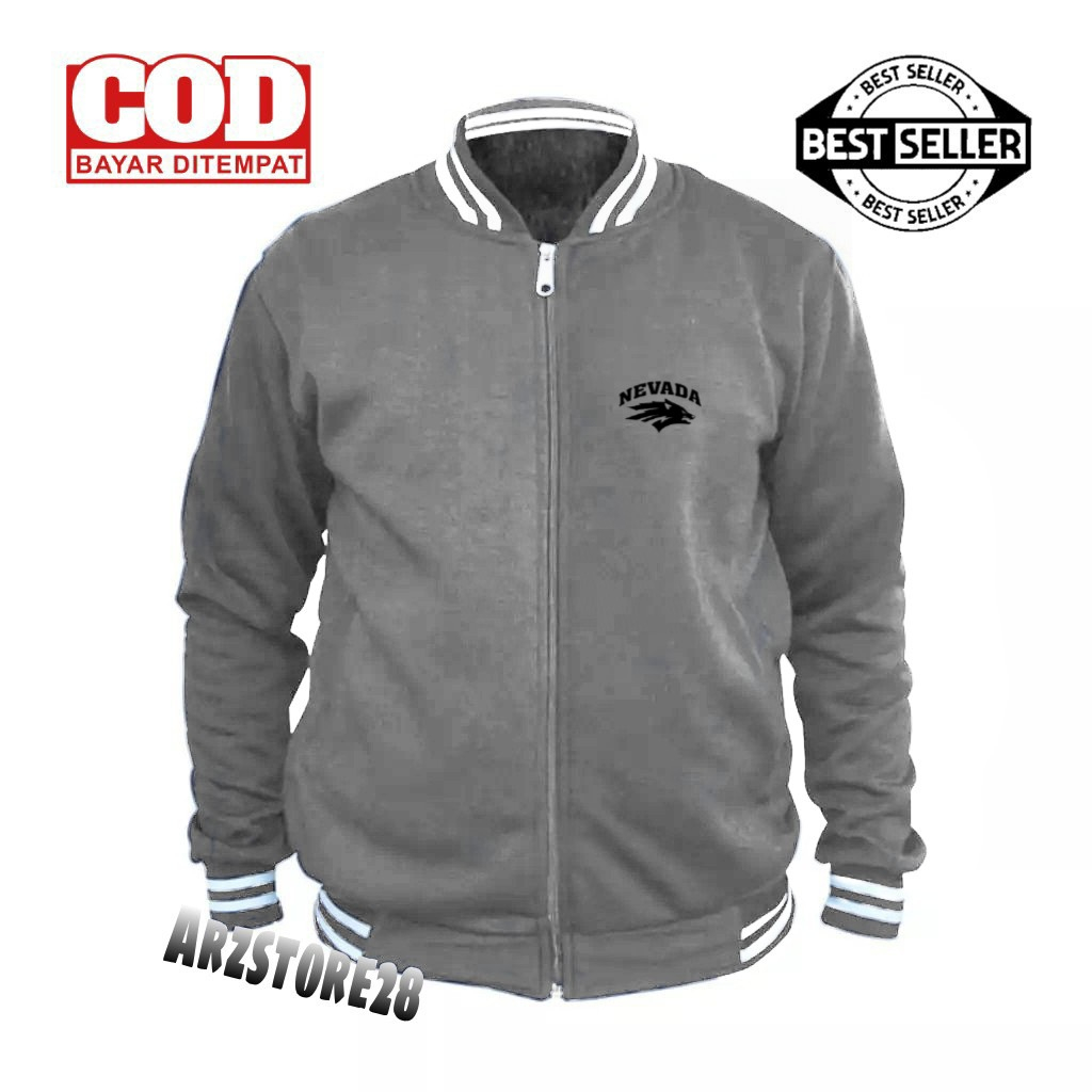 Terlaris !!! Free Jaket Varsity Text Hitam Nevada Sweater  Distro Terbaru  Termurah Hoodie  Pria Wan