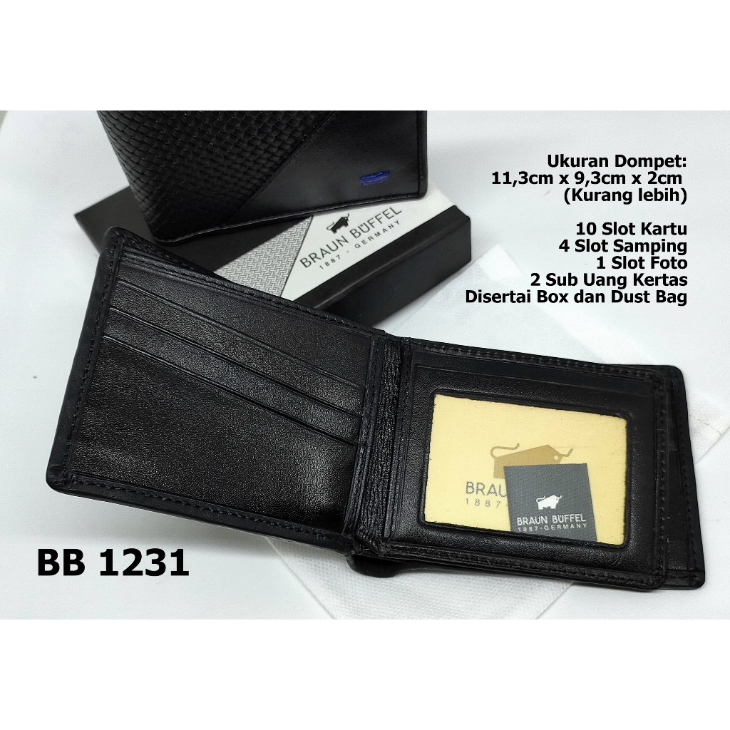 Dompet Pria Kulit Braun Buffel BB 1231 Bifold Black