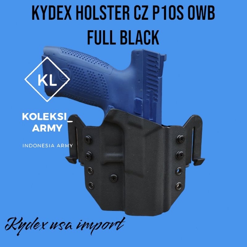 Kydex Holster CZ P10 S OWB Waistband Sarung CZ P10S Full Hitam