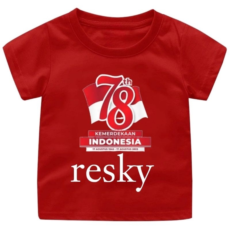 Baju Oblong Anak Edisi KEMERDEKAAN Free Cetak Nama Anak