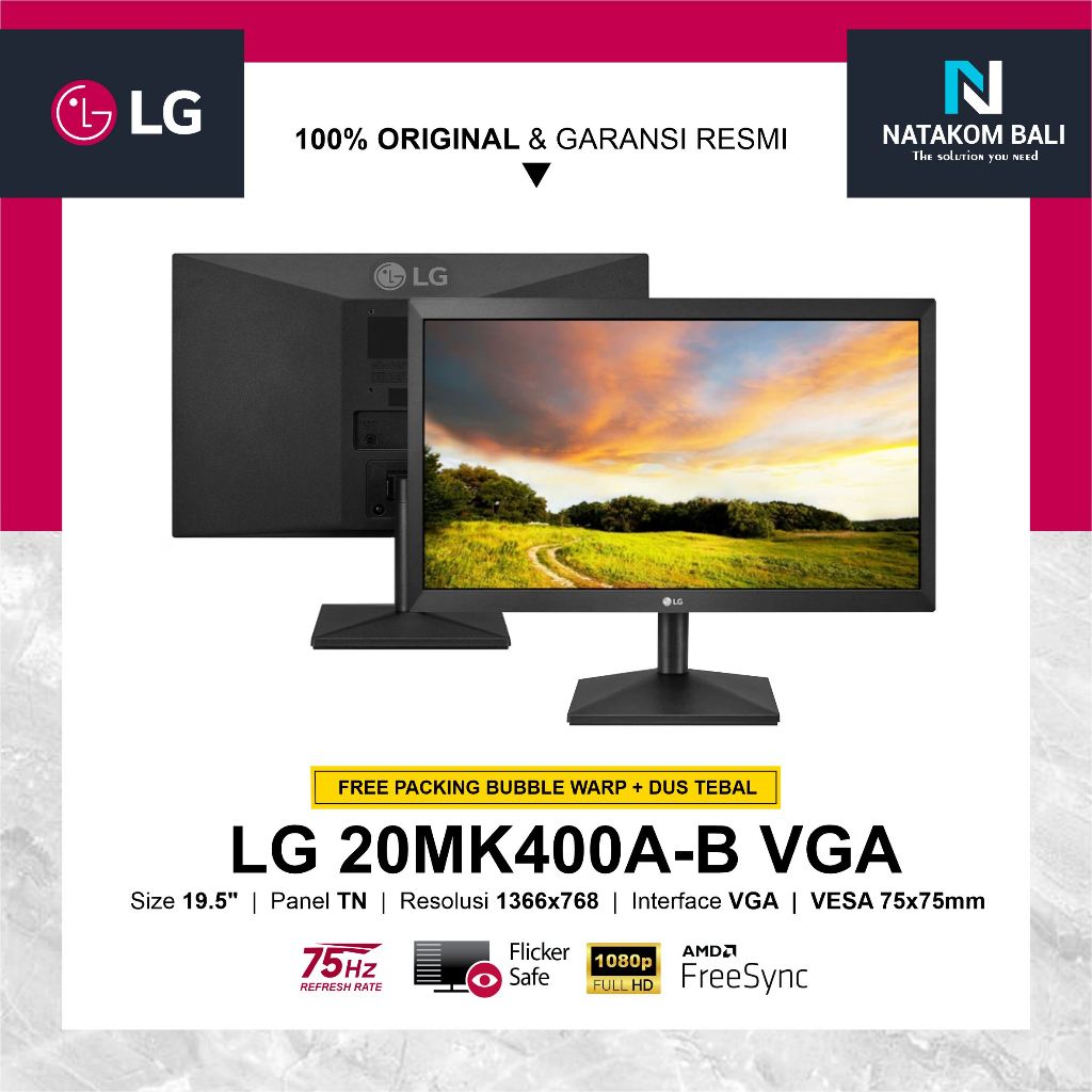 MONITOR LED LG 20MK400A-B 19.5" INCHI 75HZ VGA