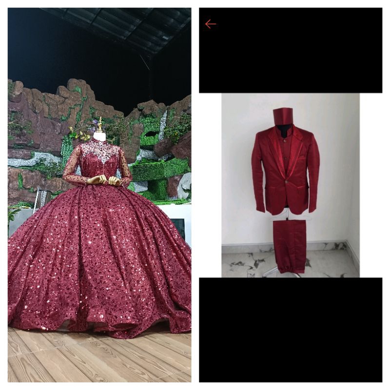 satu stel cewek dan cowok gaun pengantin full sequin