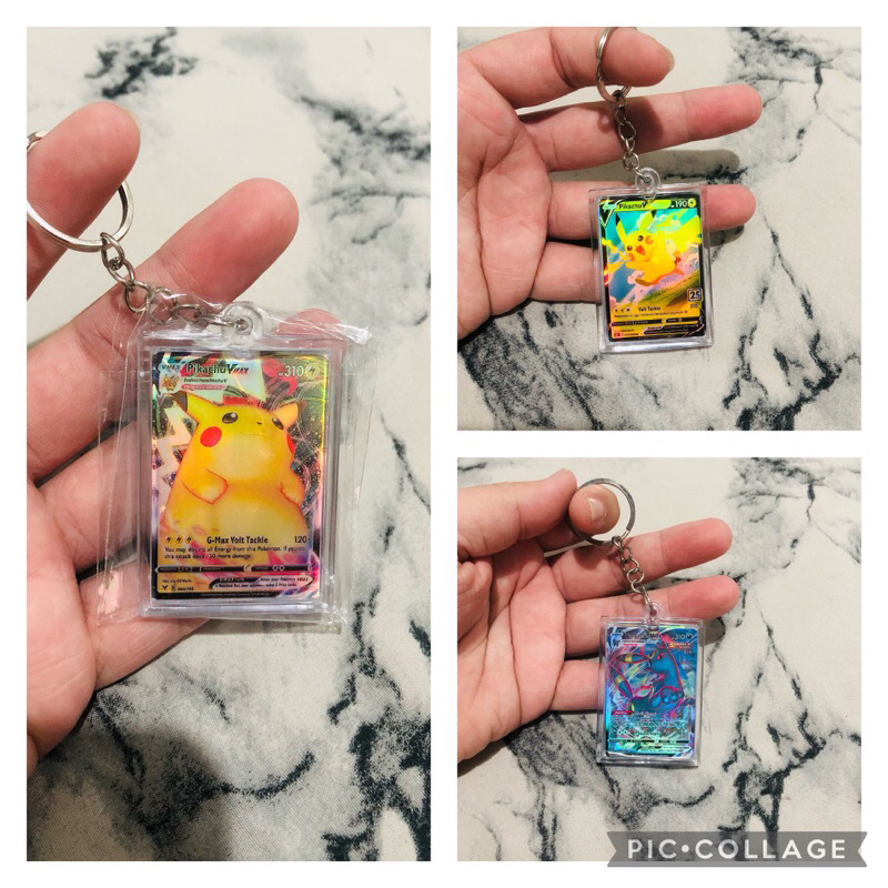 Gantungan Kunci Keychain Custom Pokemon Card Game Pikachu VMax Pikachu V Umbreon VMax Tas Motor Kunc