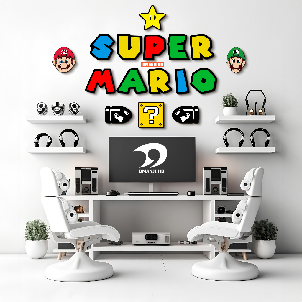 DMANJI HD - Hiasan dinding Alphabet kayu ukir SUPER MARIO | walldecor Alphabet 3D | Dekorasi dinding