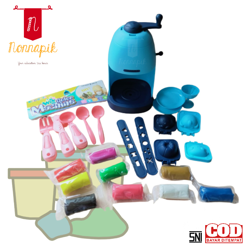 Mainan edukasi anak mesin lilin cetakan es krim play fun doh set machine color ice cream