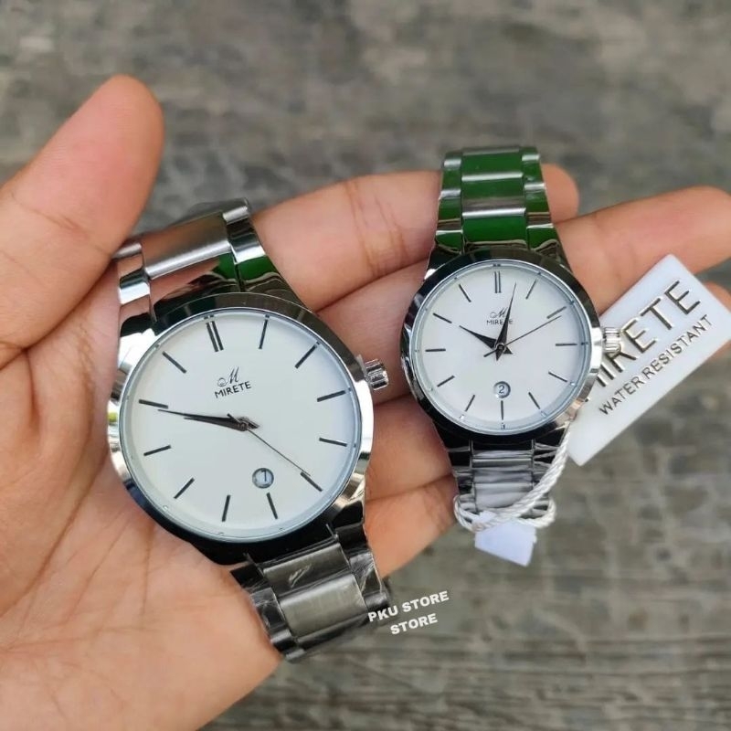 MIRETE!!! Jam Tangan Couple Pria Dan Wanita Tahan Air Tanggal Aktif Mewah Bisa Satuan Realpict Model Bulat // Jam Tangan Kasual Couple Murah Dan Berkualitas Kekinian Terlaris // Jam Tangan Couple Bisa Di Bawa Santai
