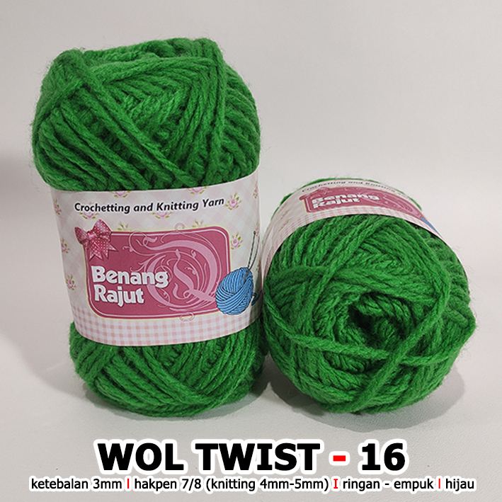 BENANG RAJUT WOL TWIST 16 HIJAU