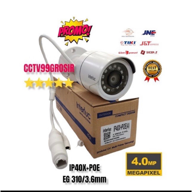 Ip Camera Edge IP40X+POE Asli 4MP CCTV Outdoor / Indoor Onvif NVR INTERLUC