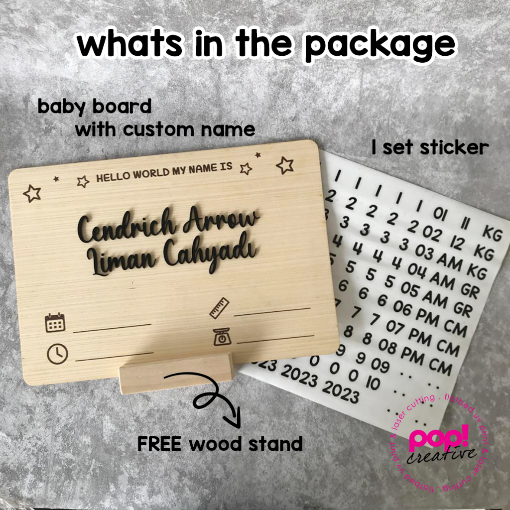 Baby Board Papan Nama Biodata Bayi Hospital Board Kado Kelahiran Newborn Baby Letter Board Sticker H