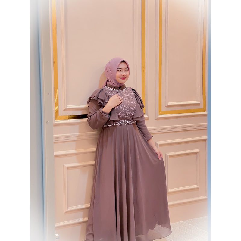 { RHS } Cassandra gamis ceruty babydoll full furing // gamis ceruty payet // gamis payet tile // gam