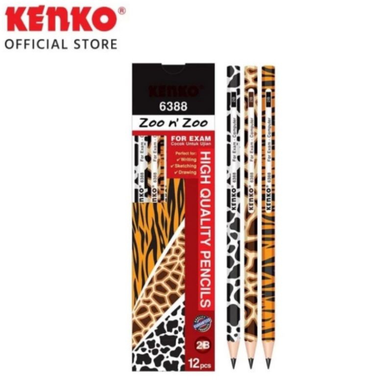 

Pensil 2B kenko 6388 zoo and zoo per lusin / Kenko pensil 2B animal print zoo per pack isi 12 pcs