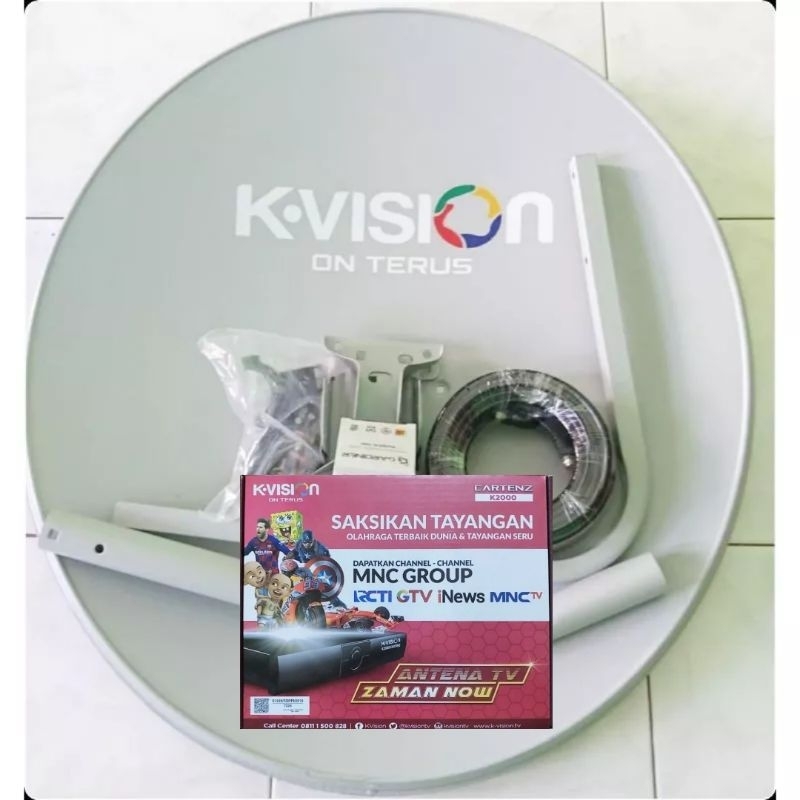 Antena Parabola K-vision 60cm Lengkap Receiver Kivison K2000 Cartenz