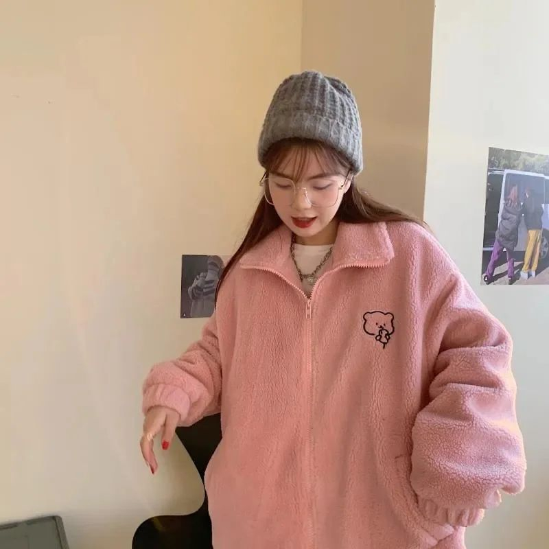 Sweater wanita HOODIE BOBA ZIPER SHERPA JPN BAHAN SHERPA LD 100 CM PB 65 CM Sweater wanita korean style Hoodie wanita ziper depan Baju hangat wanita