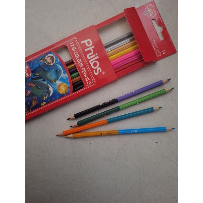 

cat kayu philos 12 Bi colour pencils